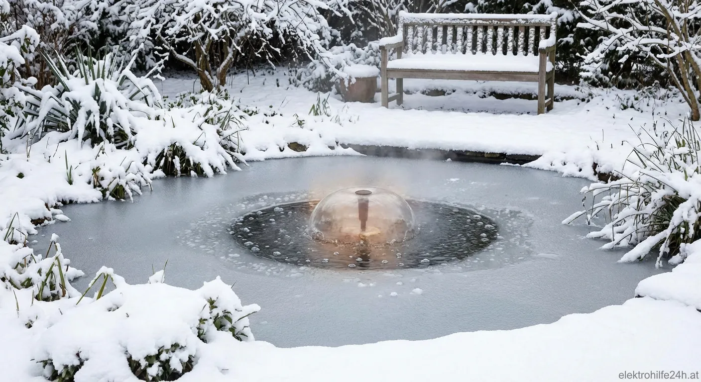 Eisfreihalter im Gartenteich im Winter