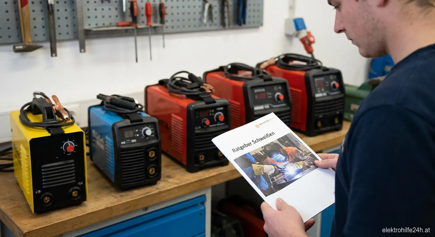 Elektroden-Schweissgeraet beim praktischen Einsatz