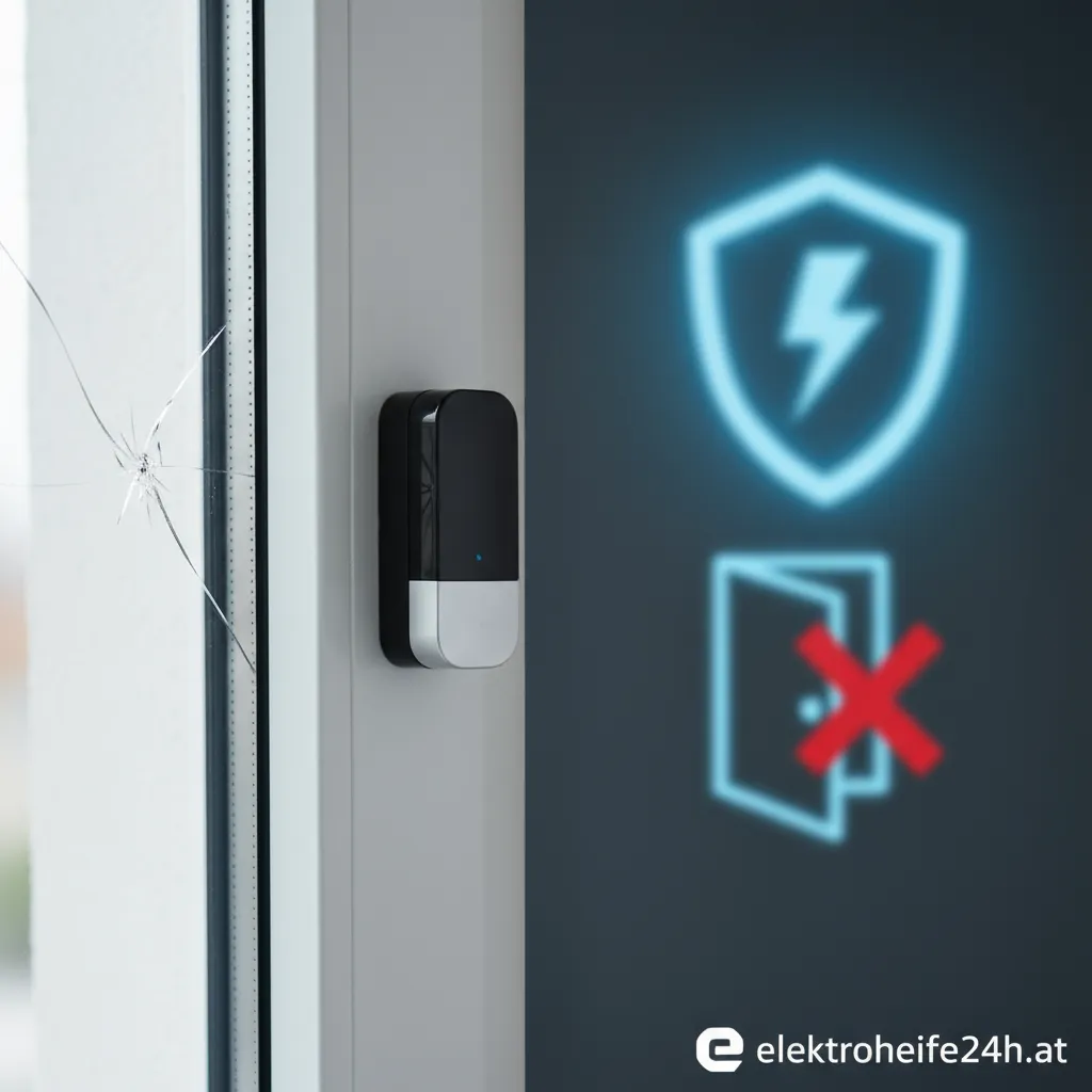 Erschütterungssensor an einem Fenster zur Einbruchprävention