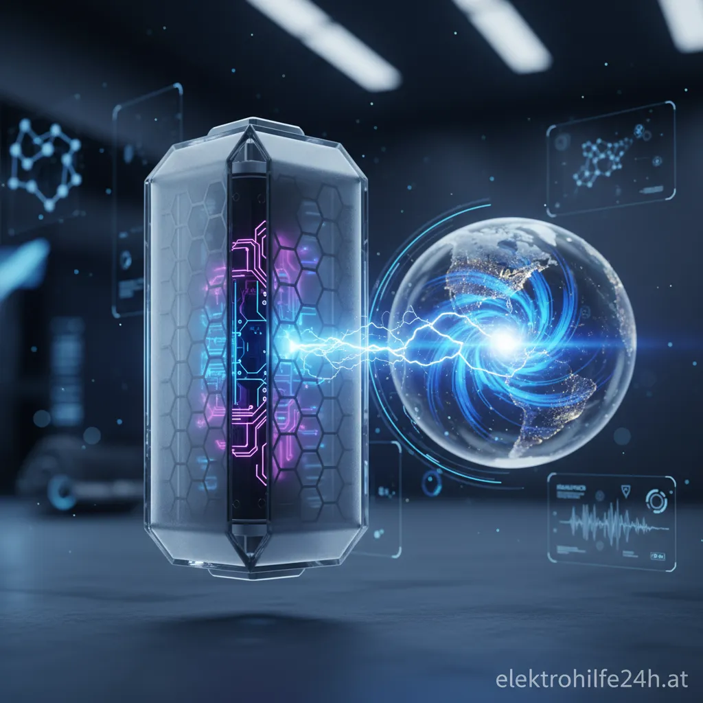 Futuristische Graphen-Batterie auf einem Labortisch