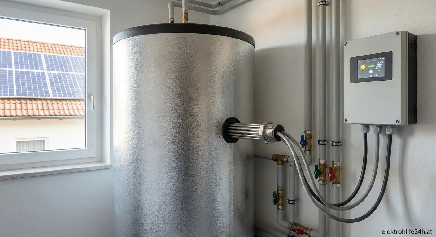 Installierte Heizpatrone Solar im Warmwasserspeicher