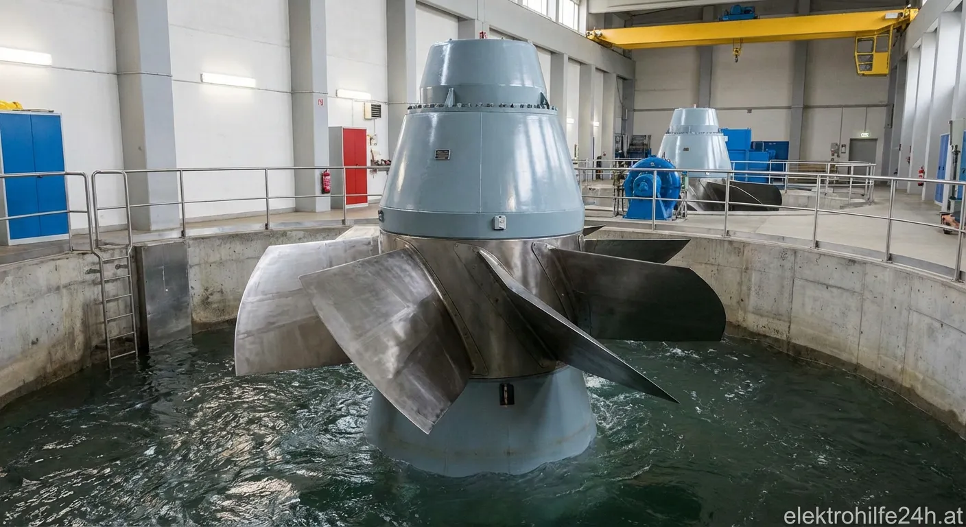 Kaplan-Turbine im Niederdruckbereich in einem Wasserkraftwerk