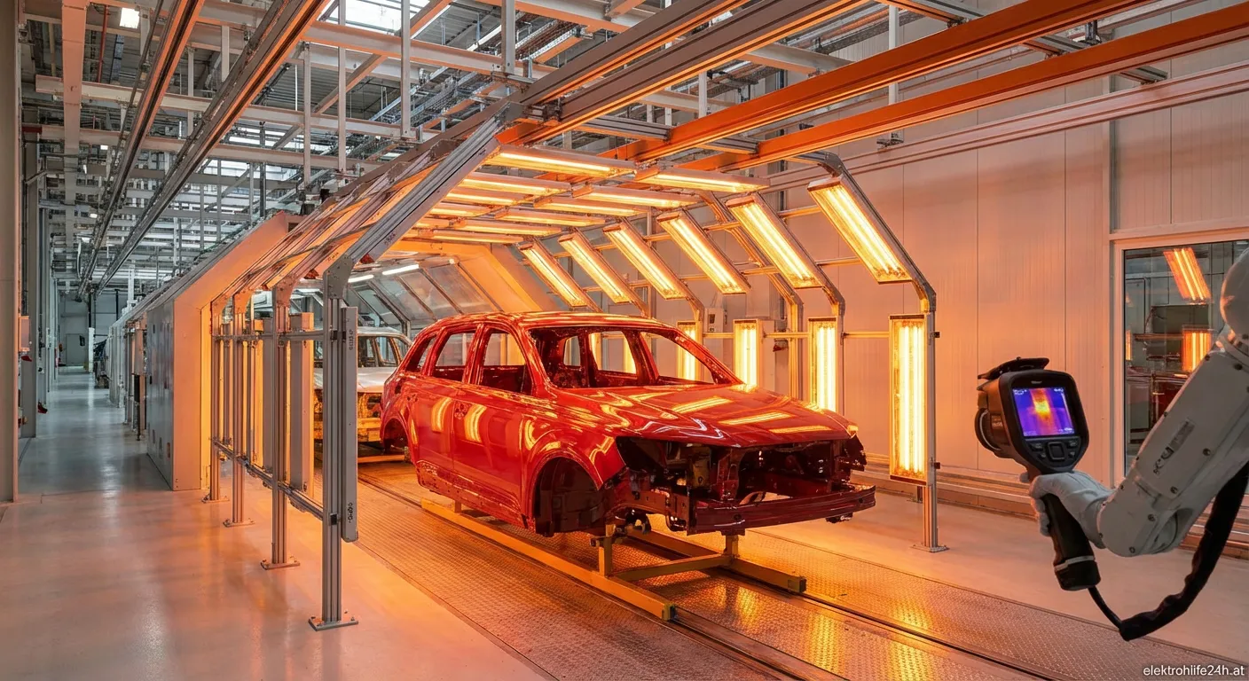 Professioneller Lackiertrockner in einer modernen Automobilwerkstatt