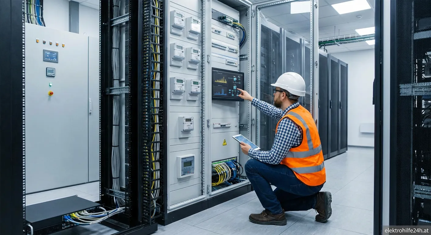 Schaltschrank mit Display für digitales Lastmanagement in einem Gewerbebetrieb