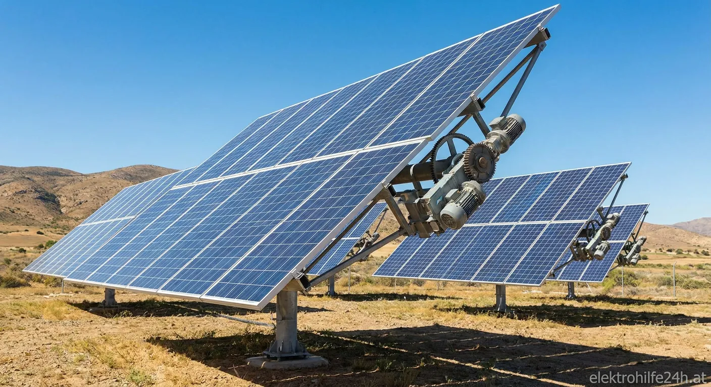 Nachführsystem 2-achsig mit Solarmodulen im Einsatz