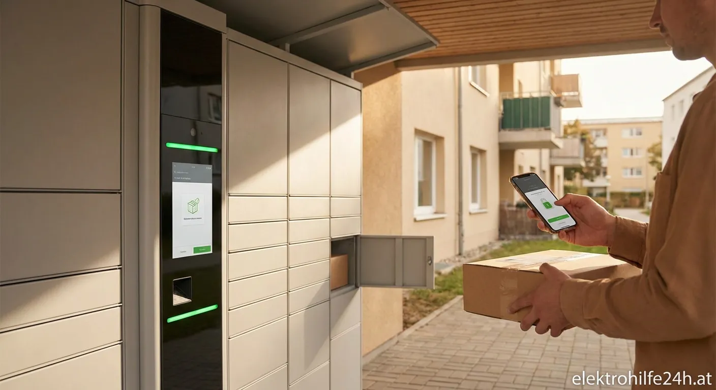 Moderne smarte Paketbox vor einem Haus installiert