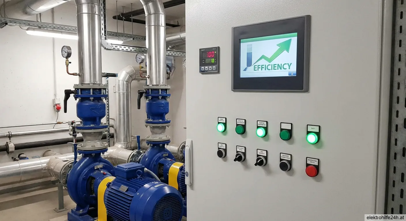 Moderne Pumpensteuerung Druckerhöhung installiert an einem Rohrsystem