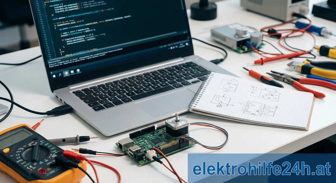 Einrichtung zum Schrittmotor programmieren mit Arduino und Treiber auf einem Steckbrett