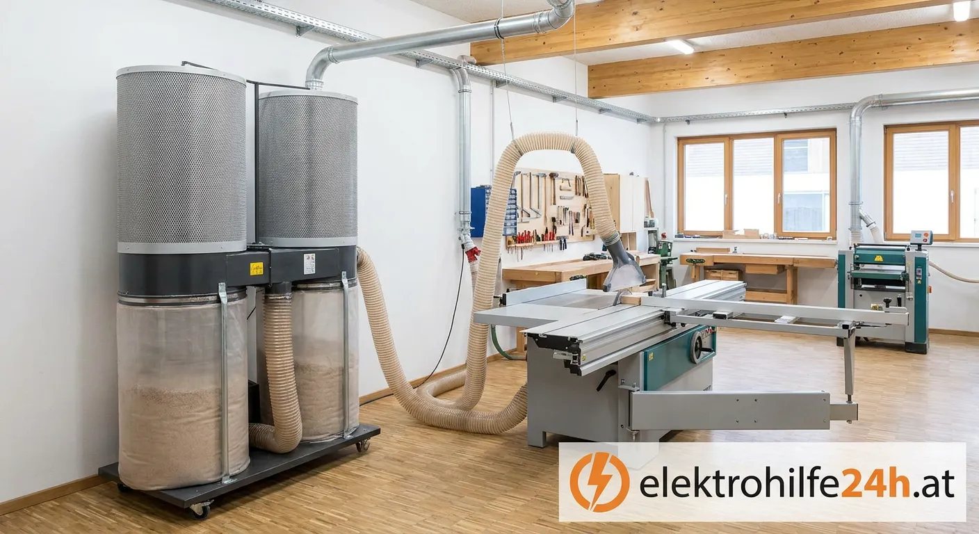Moderne Späneabsaugungsanlage in einer Holzwerkstatt